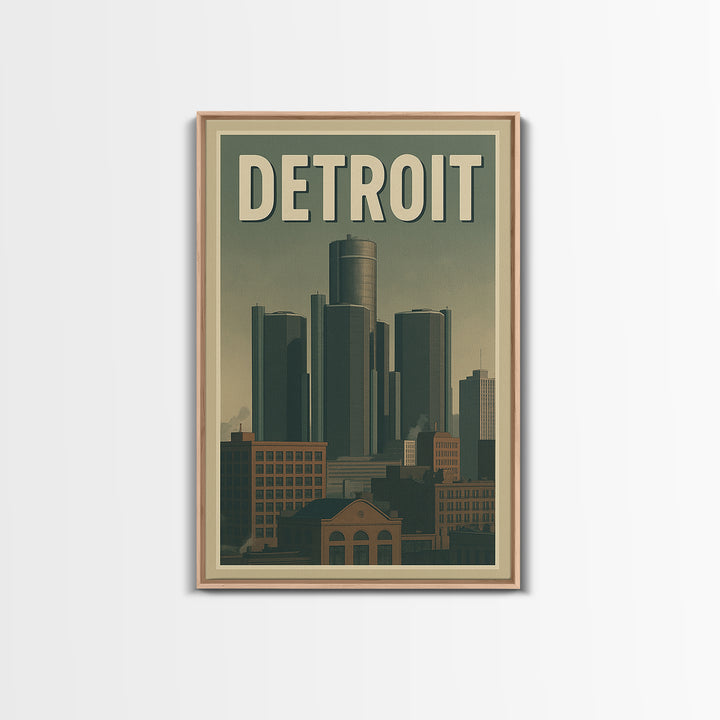 Detroit Travel Poster, Canvas Print, Retro City Wall Art, Detroit Poster Print, Mid Century Wall Art, Gift For Travelers, Travel Wall Decor