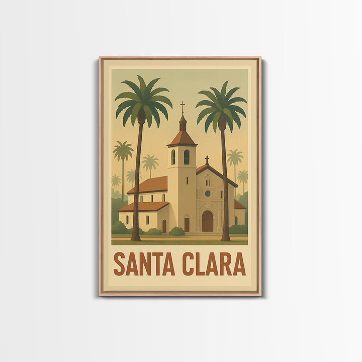 Santa Clara Travel Poster, Framed Canvas Print, Classic Retro Poster Art, Santa Clara Travel Art, Living Room Wall Art, Vintage Travel Art