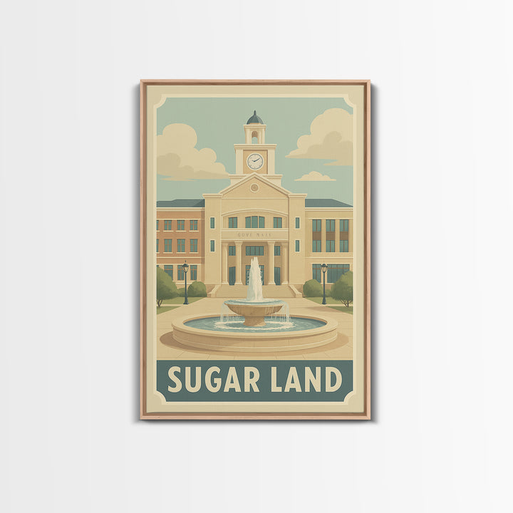 Sugar Land Texas Travel Poster, Canvas Print, Retro Poster Art, Sugar Land Wall Art, Retro Travel Print, City Travel Prints, Wall Art
