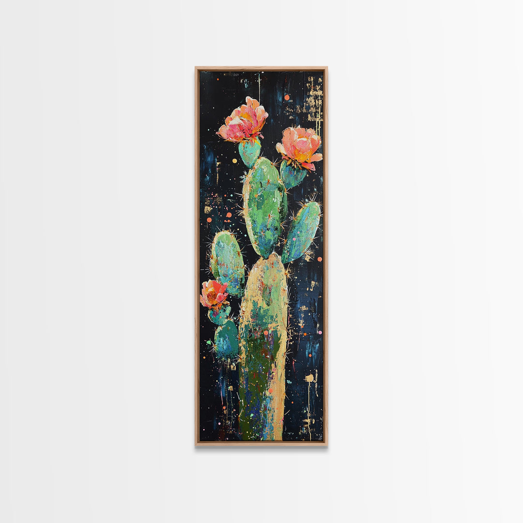 Blooming Cactus Canvas Print pink orange wall art southwest wall art agave painting boho art botanical prints
