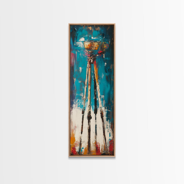 Abstract Tripod Art Framed Canvas Print, Moody Art, Geometric Wall Art, Wabi Sabi Art, Coastal Landscape Art, Extra Wide Art