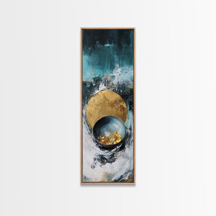 Abstract Gold and Teal Canvas Print Sacred Geometry Wall Art Teal Wall Art Zen Wall Art Moody Art Minimalist Art