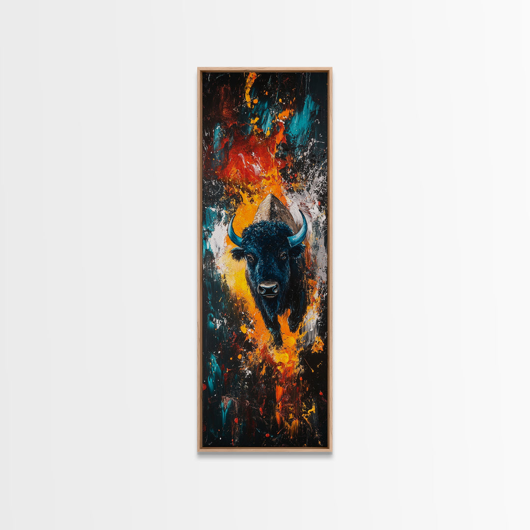 Abstract Bison Canvas Print Southwest Wall Art Rustic Decor Tall Narrow Art Living Room Art Vertical Wall Art Gift Idea Him