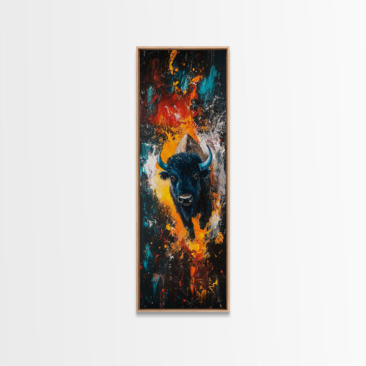 Abstract Bison Canvas Print Southwest Wall Art Rustic Decor Tall Narrow Art Living Room Art Vertical Wall Art Gift Idea Him