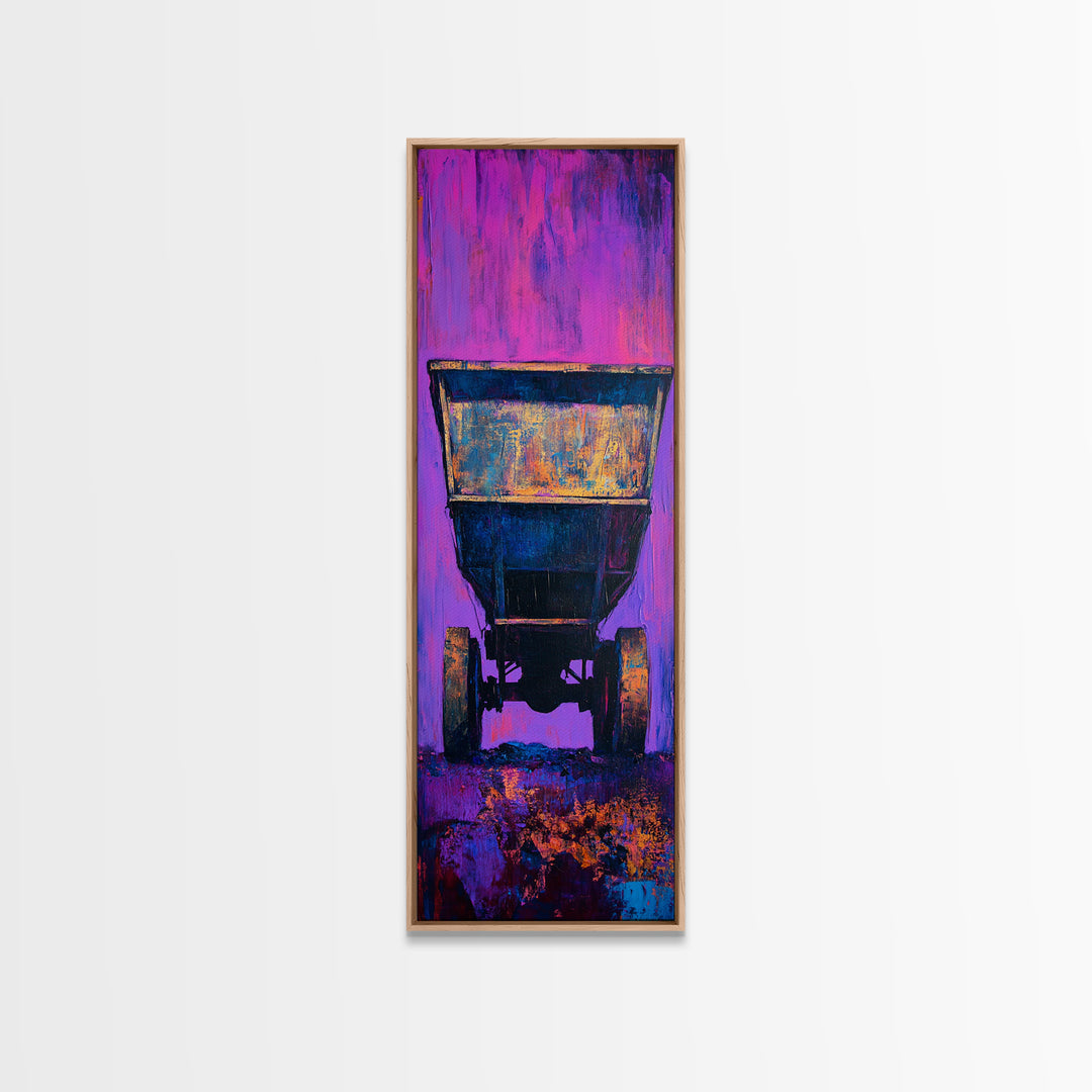 Abstract Mine Cart Framed Canvas Print custom car painting industrial decor rustic art moody art blotter art unique wall art extra wide art
