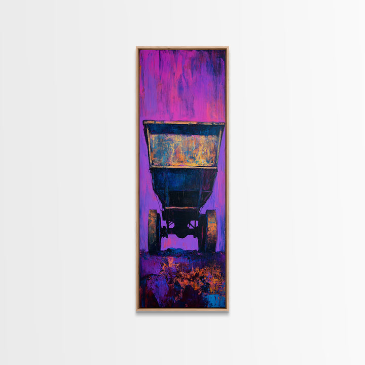 Abstract Mine Cart Framed Canvas Print custom car painting industrial decor rustic art moody art blotter art unique wall art extra wide art