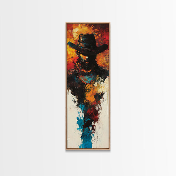 Abstract Cowboy Painting Framed Canvas Print chicano art rustic wall art dark romance painting western decor moody art above couch art