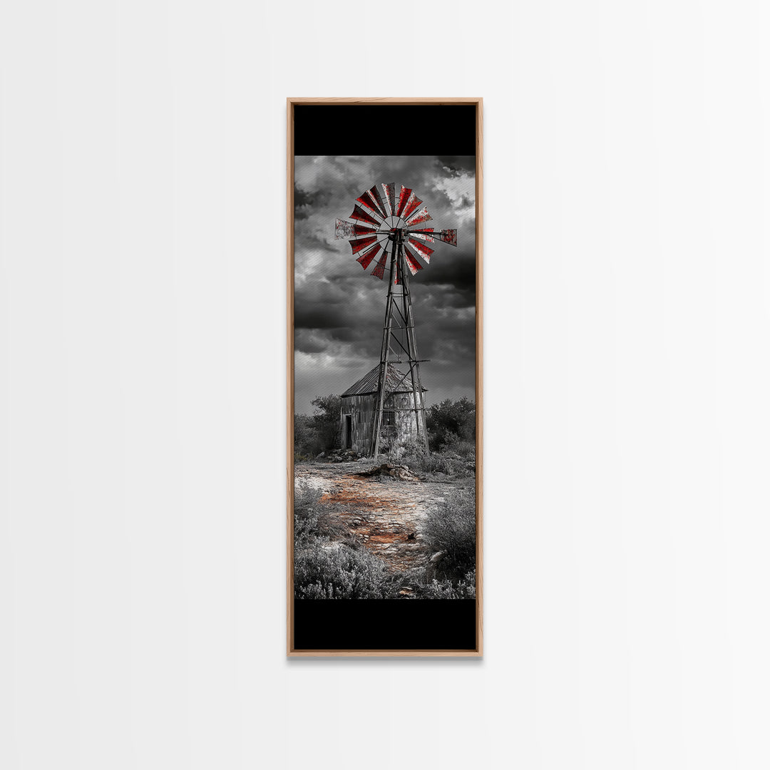 Western Windmill Art, Canvas Print, rustic décor, windmill wall art, farmhouse art, extra wide art, Joshua tree art, southwest wall art