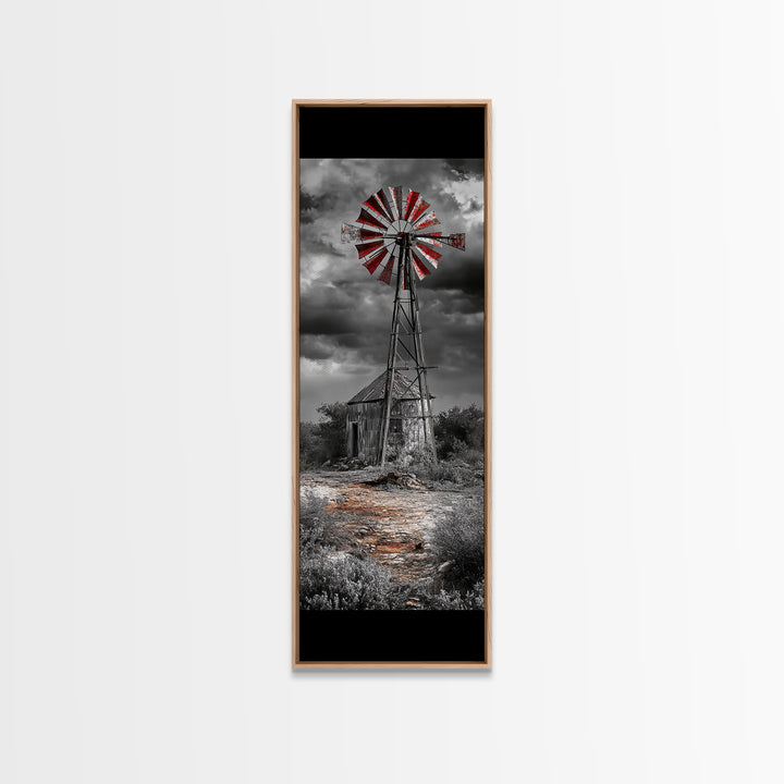 Western Windmill Art, Canvas Print, rustic décor, windmill wall art, farmhouse art, extra wide art, Joshua tree art, southwest wall art