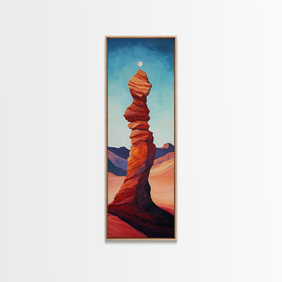 Red Rock Balance Framed Canvas Print, Southwest Wall Art, Joshua Tree Art, Tall Narrow Art, Boho Art, Geometric Wall Art