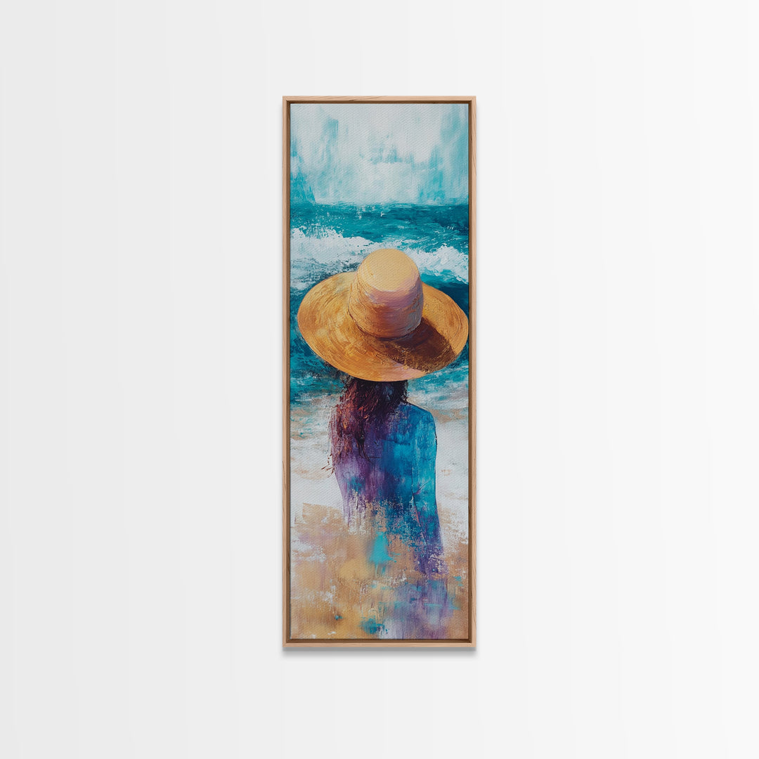 Ocean Breeze Coastal Cowgirl Wall Art Framed Canvas Print Coastal Decor Boho Art Nautical Painting Guest Room Art