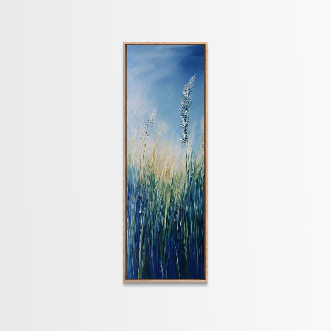 Bluegrass Field Wildflower Painting Framed Canvas Print Rustic Art Vertical Wall Art Farmhouse Art Botanical Prints