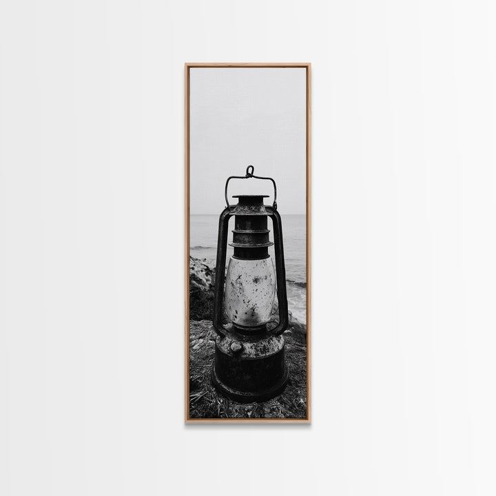 Weathered Lantern, Coastal Art, Canvas Print, nautical wall art, seascape painting, coastal decor, moody art, rustic wall art, guest room art