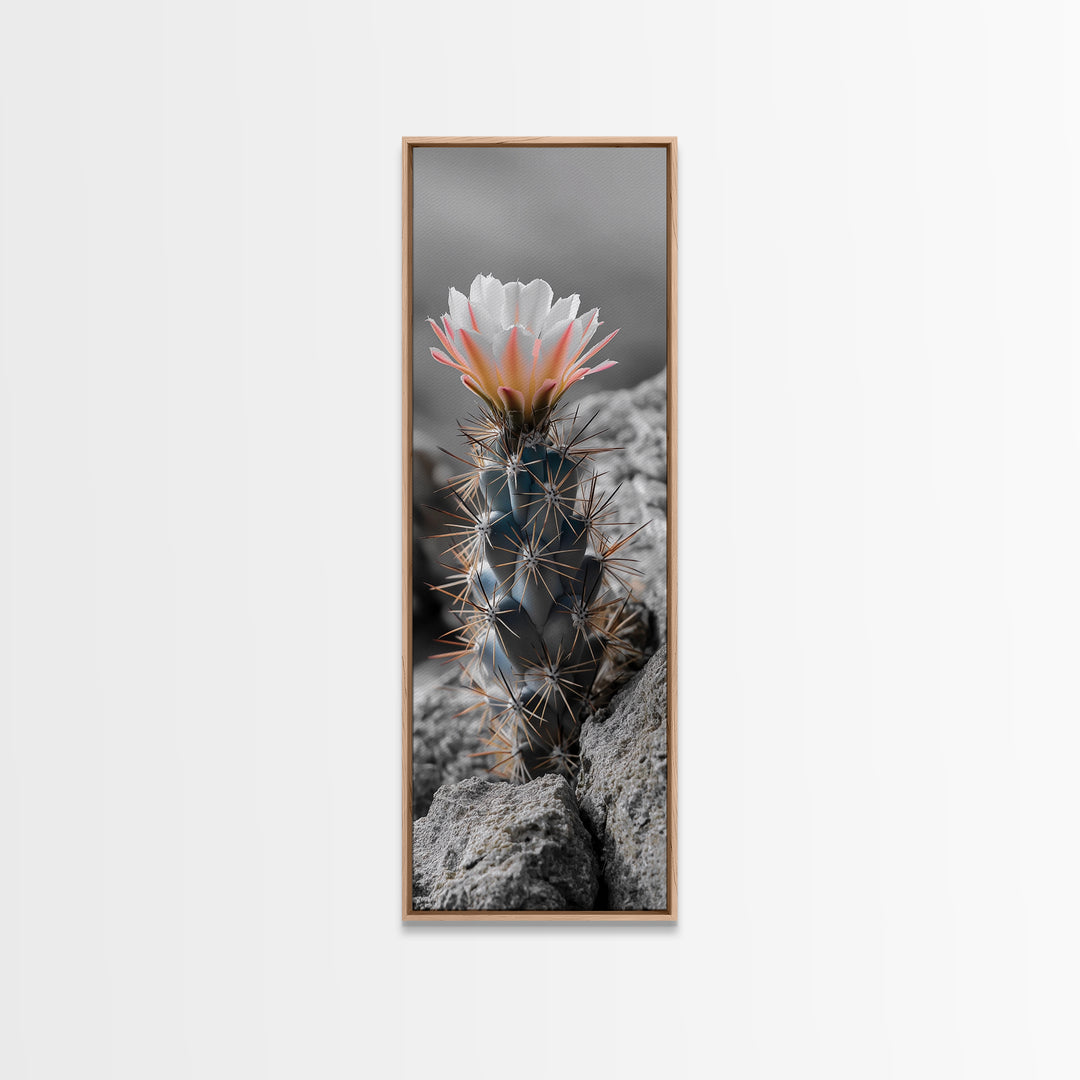 Cactus Bloom Desert Art Framed Canvas Print | Southwest Wall Art | Wildflower Painting | Botanical Prints | Boho Art | Nature Decor | Gift Idea