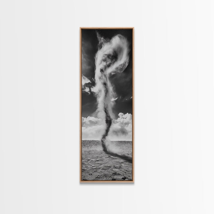 Dust Storm, Twister Framed Canvas Print, dramatic landscape painting, panoramic art, moody art, western décor, extra wide art, rustic wall art