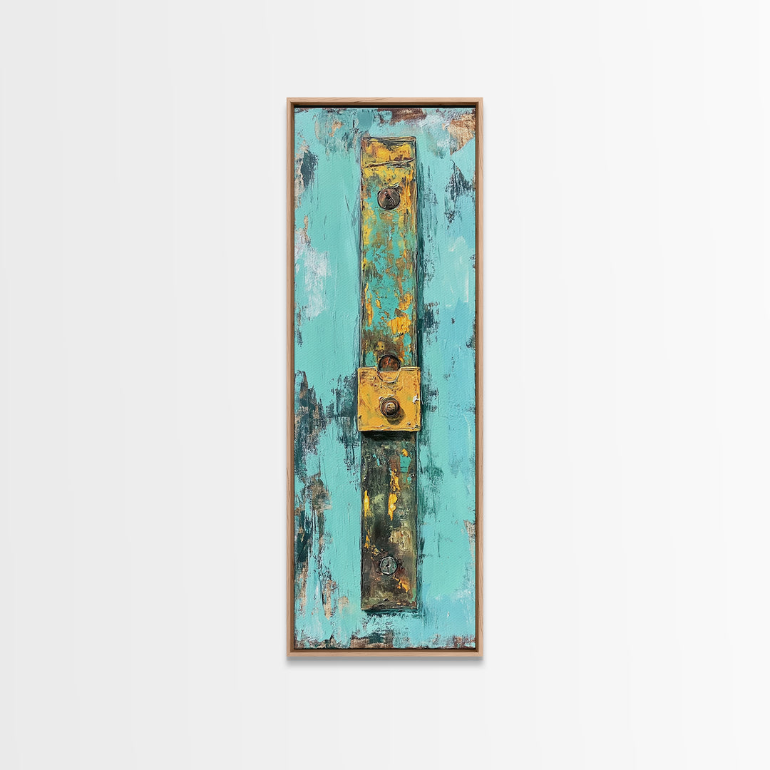 Textured Rustic Art, Canvas Print, Wabi Sabi Wall Art, Teal Wall Art, Abstract Minimalist Art, Tall Narrow Art, Farmhouse Decor
