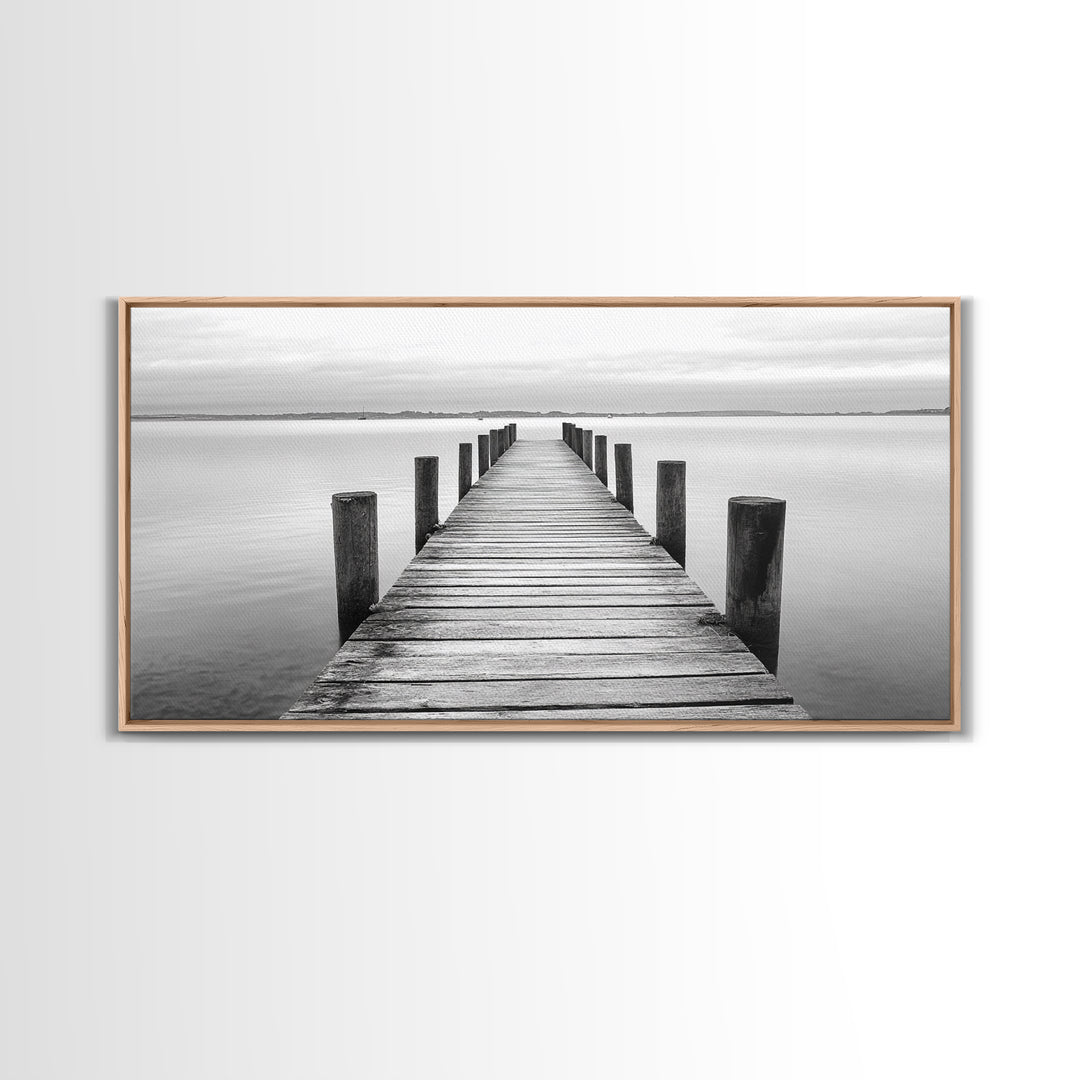Dock, Nautical Wall Art, Extra Wide Art, Coastal Decor, Moody Art, Minimalist Art, Above Bed Wall Art, Framed Canvas Print