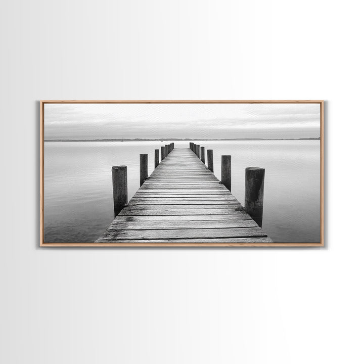 Dock, Nautical Wall Art, Extra Wide Art, Coastal Decor, Moody Art, Minimalist Art, Above Bed Wall Art, Framed Canvas Print