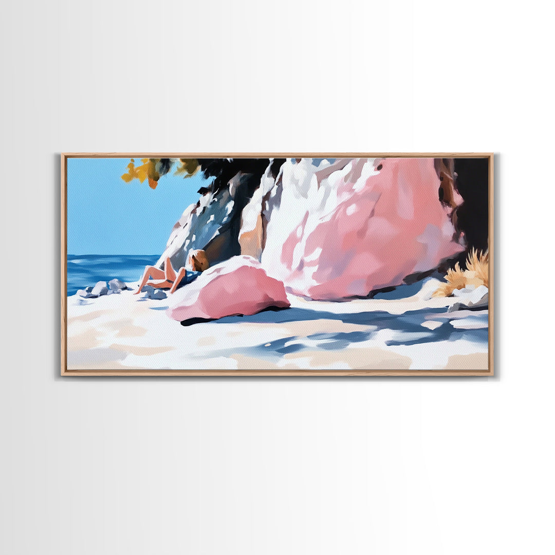 Coastal Landscape Art, Nautical Painting, Beach House Art, Panoramic Art, Seascape Painting, Canvas Print, Minimalist Art, Horizontal Wall Art