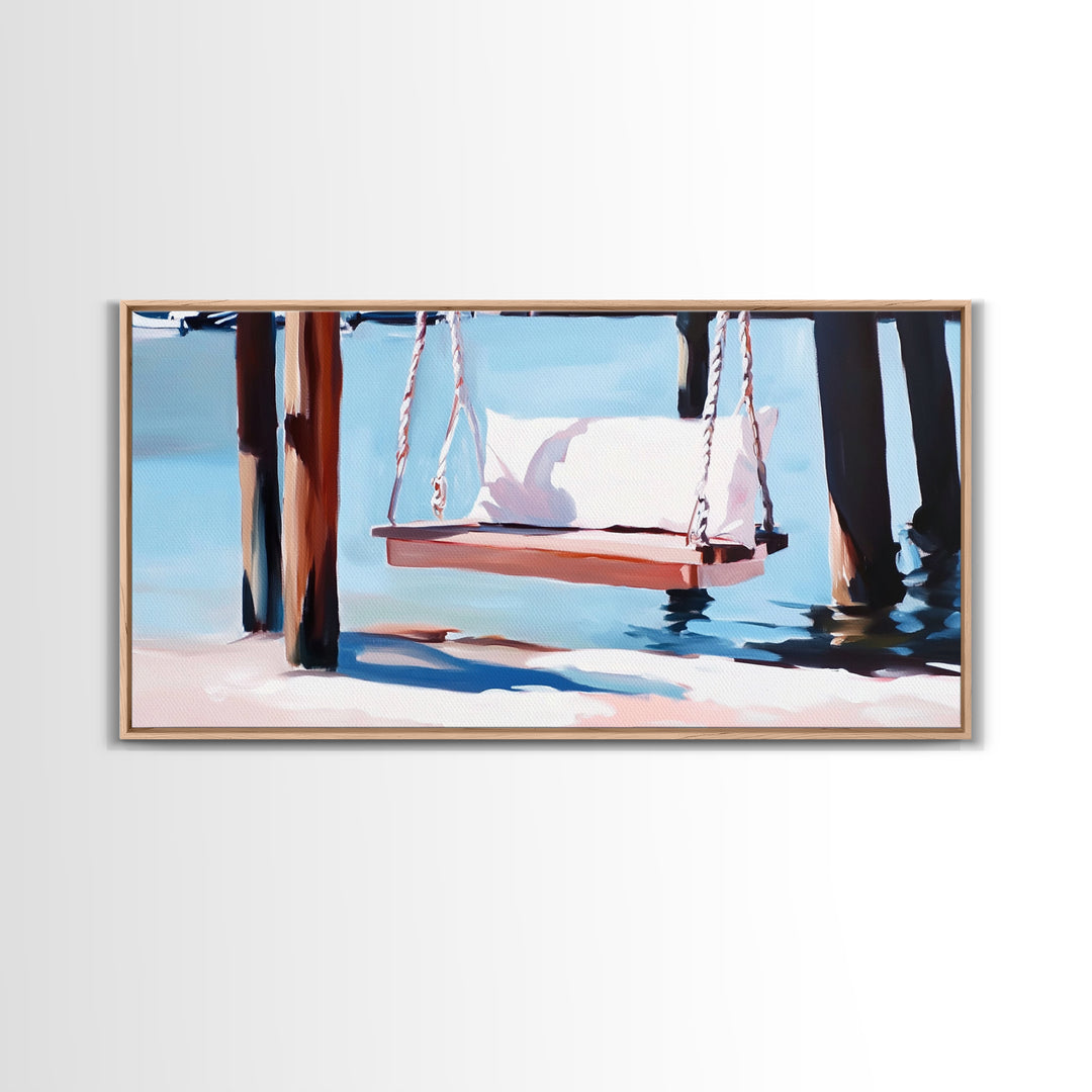 Coastal Swing Painting, Nautical Wall Art, Coastal Decor, Beach House Art, Panoramic Art, Canvas Print, Rustic Art, Guest Room Art