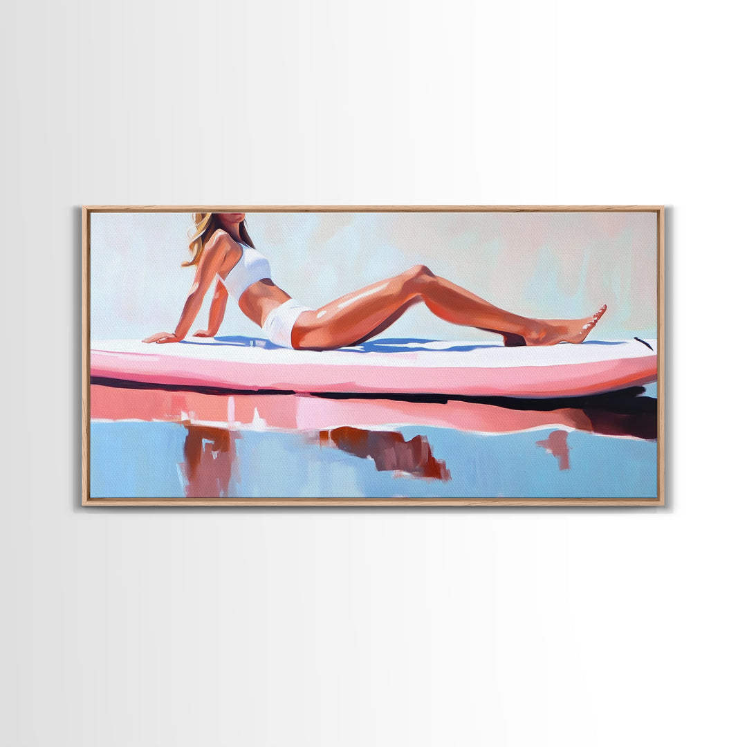 Coastal Woman, coastal wall art, beach painting, pastel art, nautical decor, surf wall art, canvas print