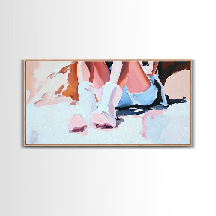 Cowgirl Boots, black cowgirl painting, rustic wall art, farmhouse decor, moody woman lying in bed painting, framed canvas print