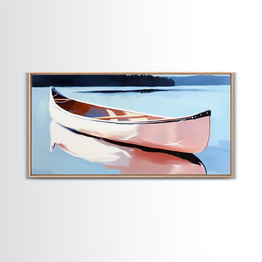 Canoe Lake, nautical wall art, rustic decor, lake Tahoe art, coastal landscape art, panoramic painting, canvas print