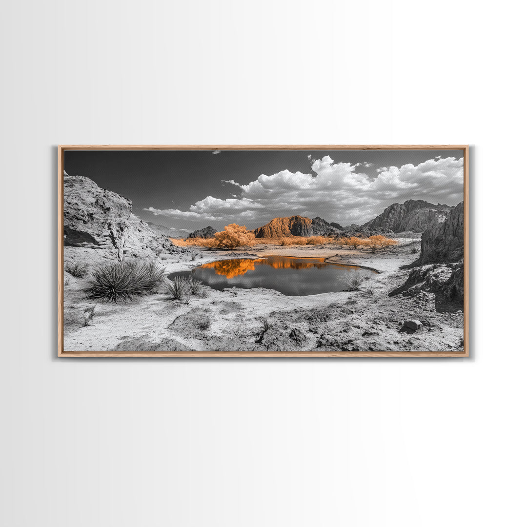 Desert Oasis Reflection Canvas Print Joshua Tree Art Southwest Wall Art Panoramic Art Above Sofa Art Gift Idea Rustic Wall Art
