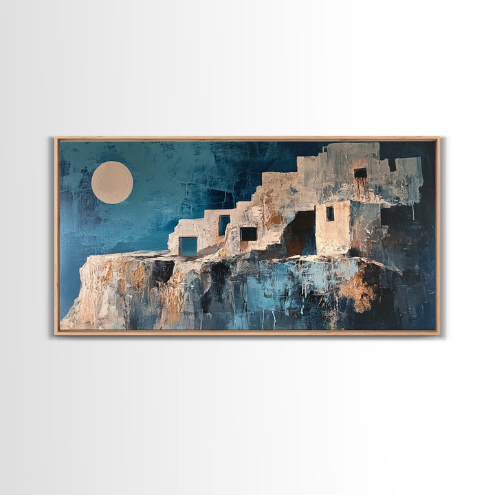 Adobe House, Southwest Wall Art, Boho Art, Wabi Sabi Art, Rustic Decor, Extra Wide Art, Bright Home Decor, Framed Canvas Print