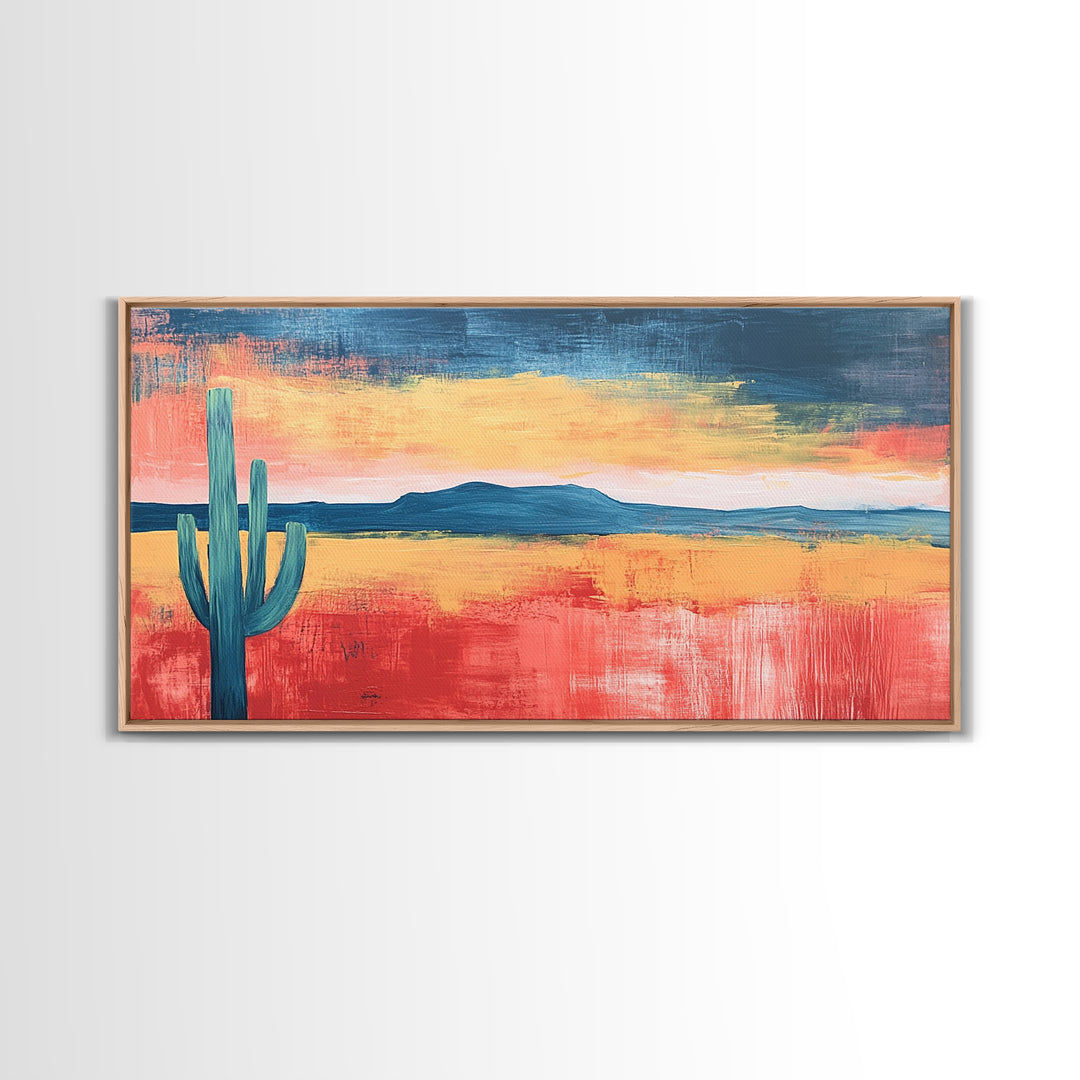 Desert Landscape Art, Framed Canvas Print, Joshua Tree Art, Southwest Wall Art, Extra Wide Art, Above Bed Wall Art, Boho Art, Rustic Decor