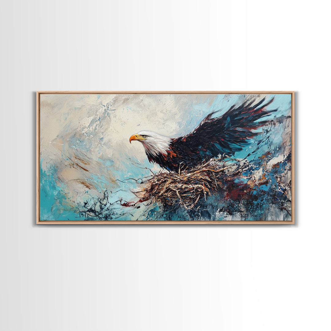 Bald Eagle, Bird Art, Rustic Decor, Wildlife Art, Mountain Painting, Southwest Wall Art, Living Room Art, Framed Canvas Print, Moody Art