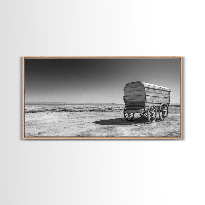 Covered wagon, rustic art, farmhouse art, western decor, landscape painting, extra wide art, panoramic art, framed canvas print