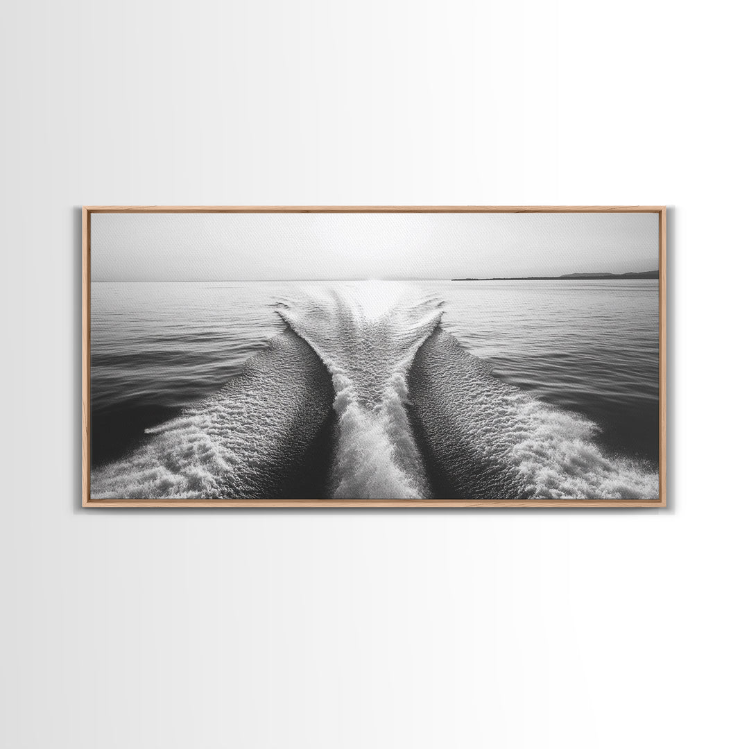 Nautical painting, ocean waves, coastal decor, seascape painting, panoramic art, extra wide art, framed canvas print