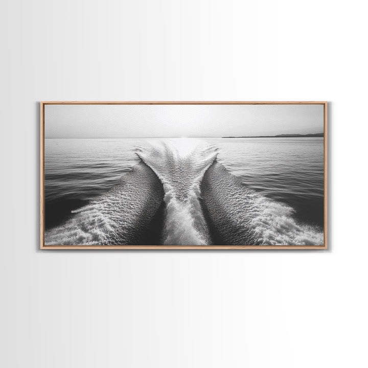 Nautical painting, ocean waves, coastal decor, seascape painting, panoramic art, extra wide art, framed canvas print
