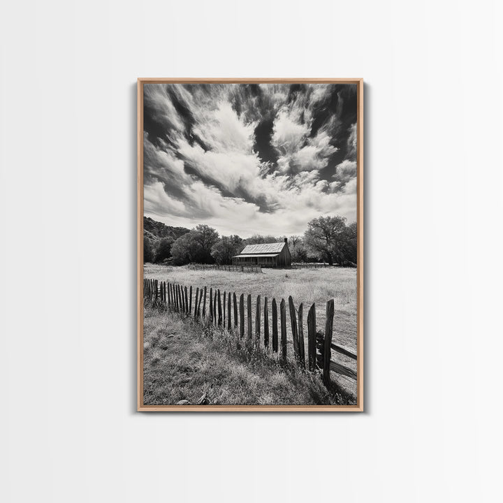 Abandoned Cabin, rustic wall art, farmhouse decor, moody art, countryside painting, wabi sabi art, framed canvas print, vintage wall decor