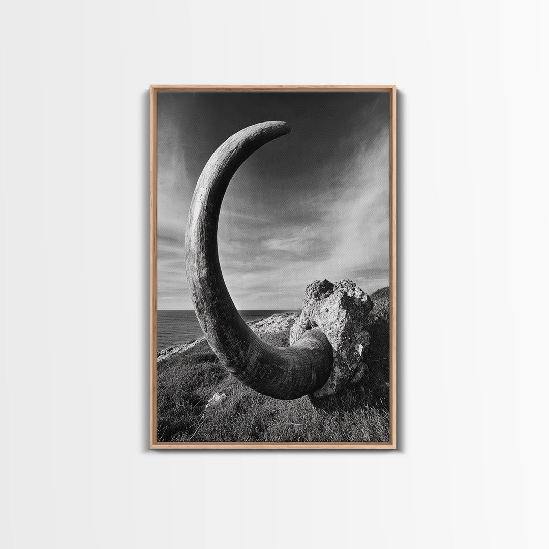 Ancient Horn, ozymandias art, rustic wall art, moody decor, nature landscape art, wabi sabi art, framed canvas print, farmhouse decor
