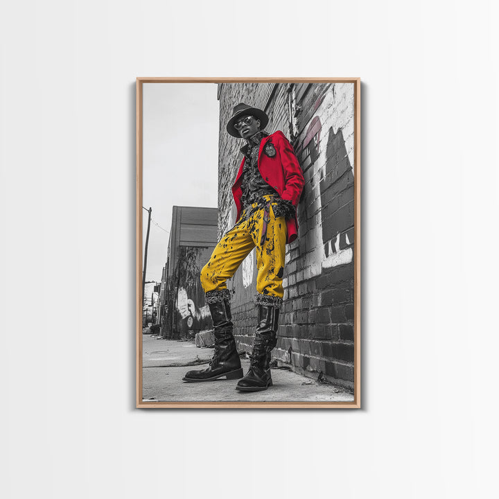 Urban fashion, chicano art, graffiti wall art, framed canvas print, moody cityscape, street style, afrocentric wall art, edgy decor