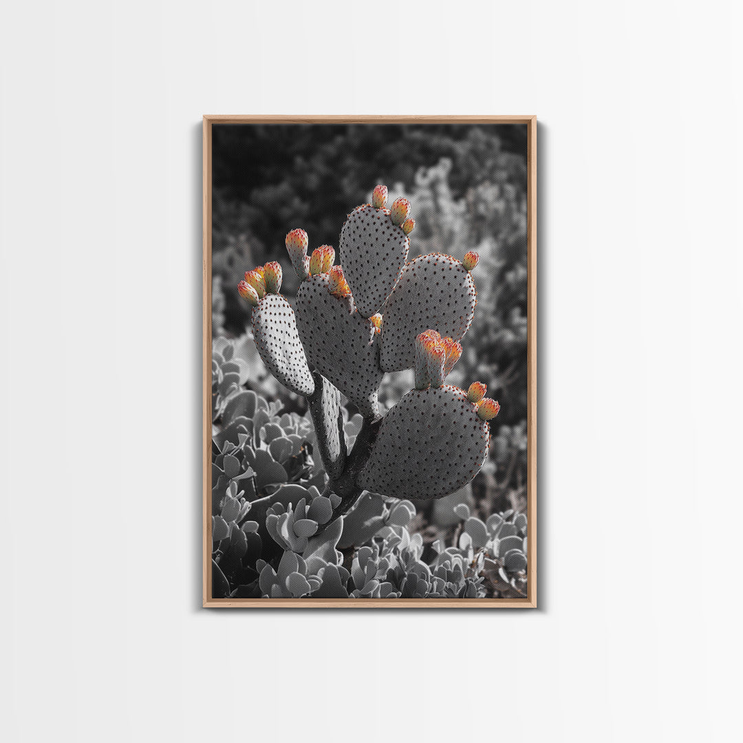 Desert cactus, southwest wall art, Joshua tree art, framed canvas print, botanical prints, rustic boho decor, floral desert painting