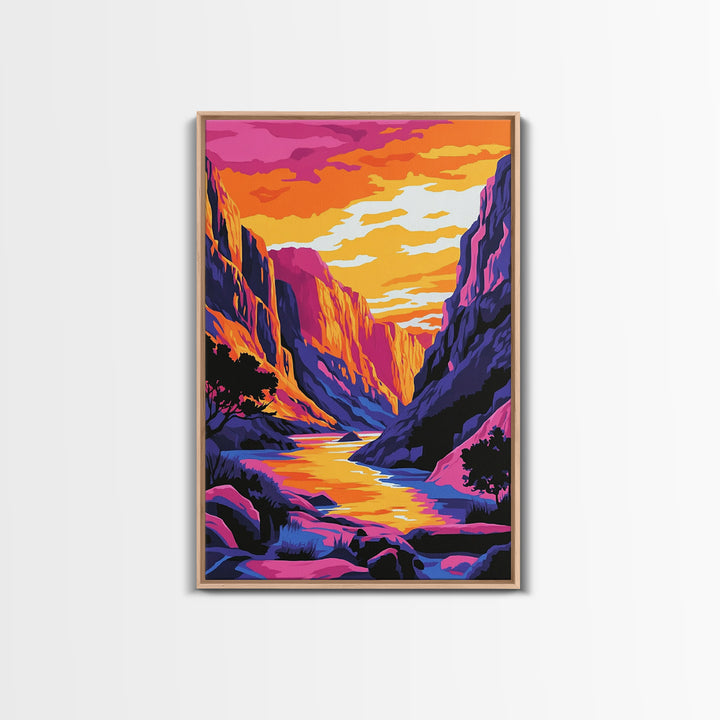 Canyon Sunset, Landscape Painting, Pink Orange Wall Art, Canvas Print, Southwest Wall Art, Nature Wall Art, Rustic Art, Gift Idea