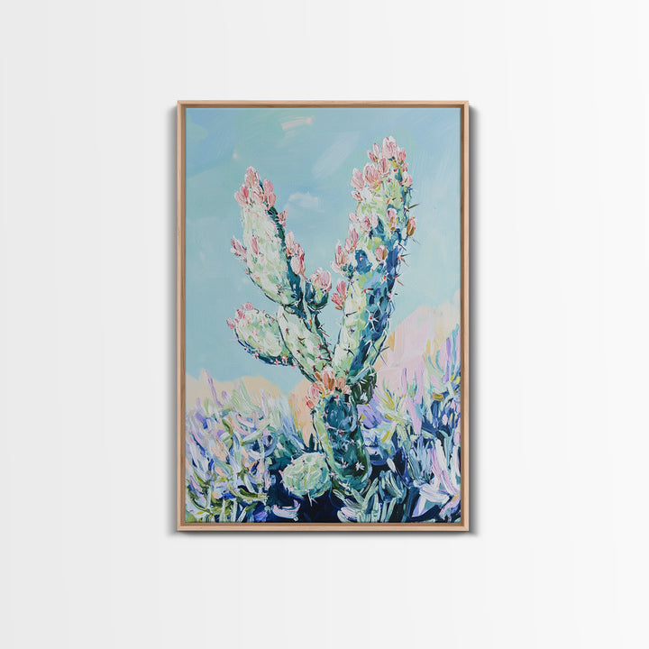 Prickly Pear Cactus, agave painting, southwest wall art, botanical prints, gift idea for her, boho art, desert decor, Canvas Print