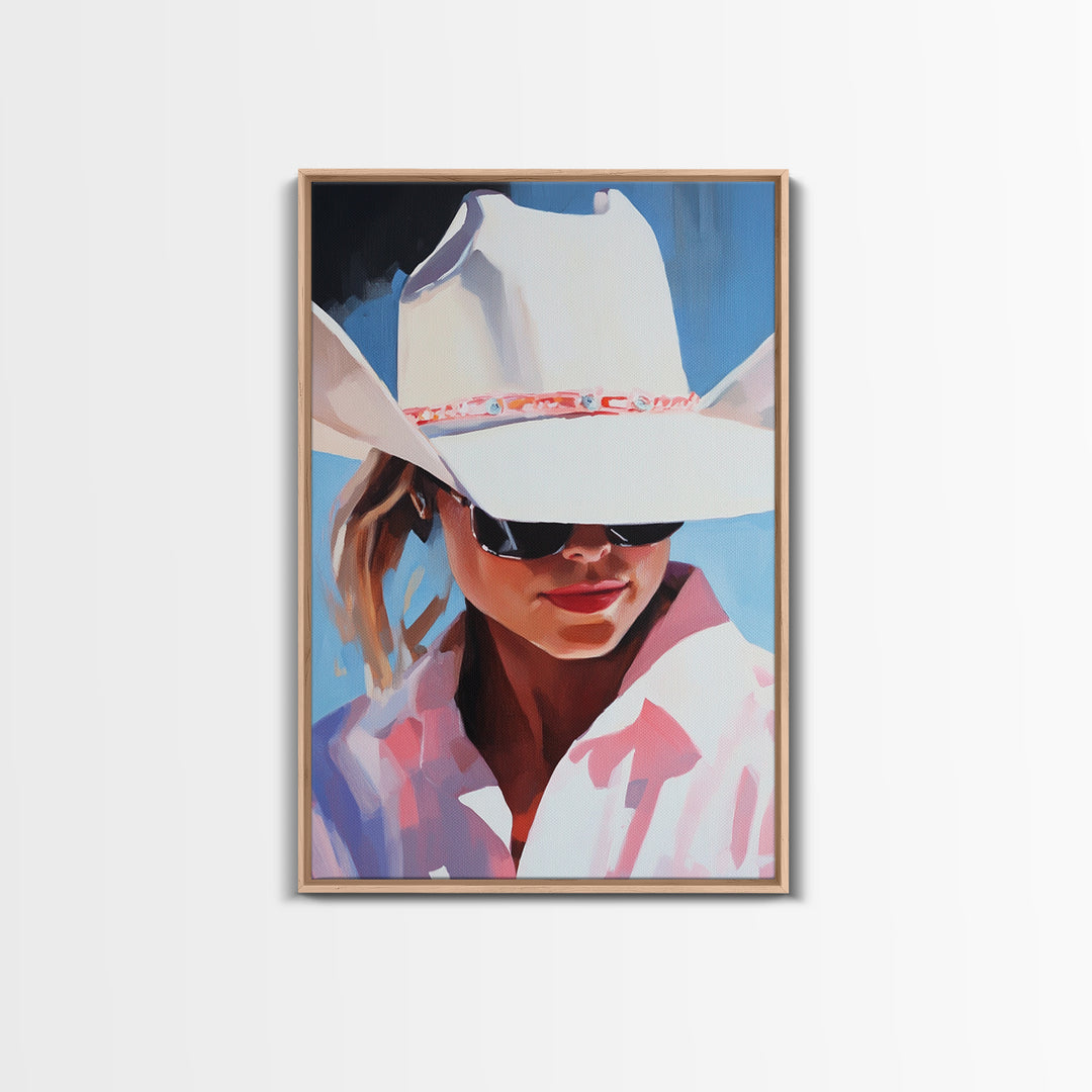 Cowgirl, Western Art, Rustic Decor, Coastal Cowgirl Wall Art, Canvas Print, Gift Idea For Her, Bedroom Art, Above Bed Wall Art
