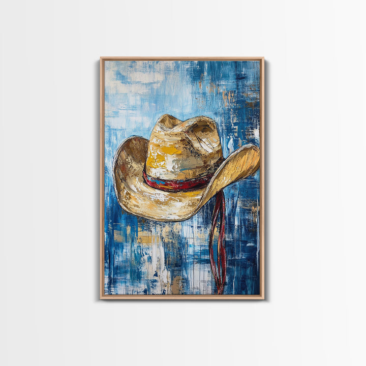 Cowboy Hat, Western Decor, Rustic Wall Art, Coastal Cowgirl Wall Art, Canvas Print, Gift Idea For Him, Farmhouse Art, Bedroom Art