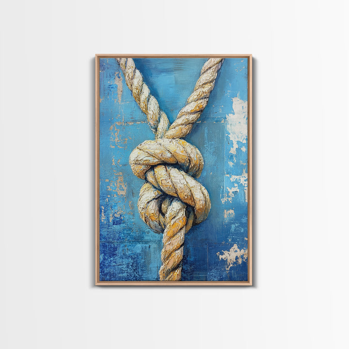Nautical Knot, Coastal Wall Art, Framed Canvas Print, nautical decor, rustic art, textured painting, nautical painting, coastal cowgirl wall art