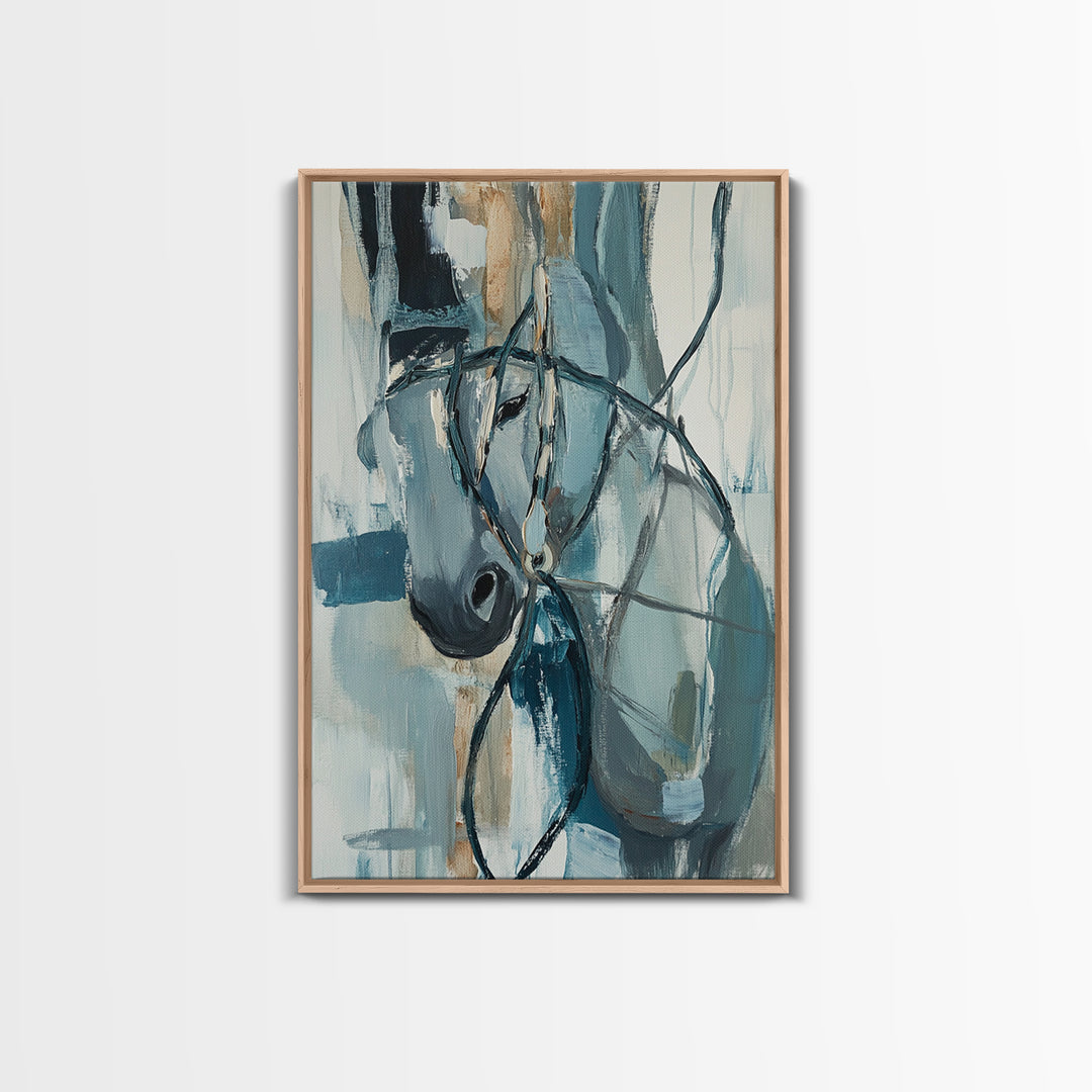 Abstract Horse, Moody Art, Horse Wall Art, Coastal Cowgirl Wall Art, Framed Canvas Print, Equestrian Decor, Rustic Art, Farmhouse Style
