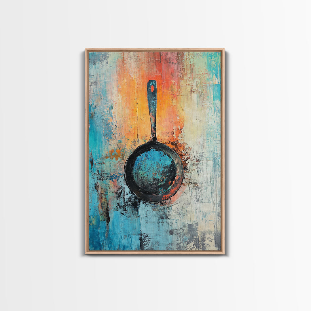 Abstract Frying Pan, kitchen art, food review kitchen art, rustic decor, geometric wall art, coffee wall art, Canvas Print