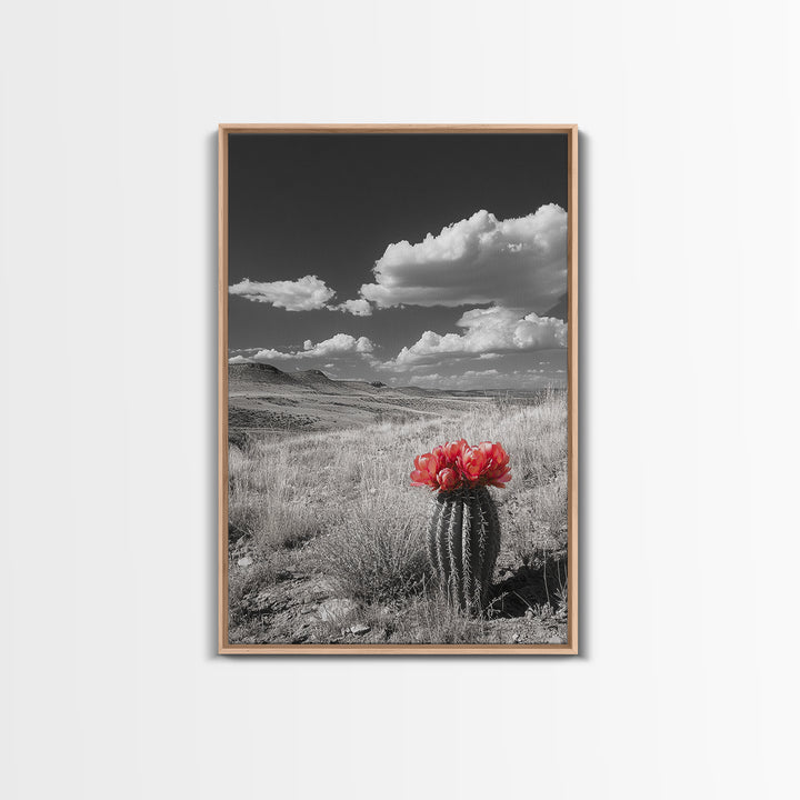 Cactus Bloom, Wildflower Painting, Botanical Prints, Nature Art, Rustic Decor, Southwest Wall Art, Canvas Print, Living Room Art