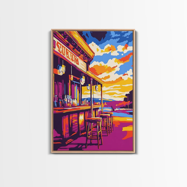 Western Saloon, Old West Bar, Rustic Cowboy Scene, Vintage Decor, Canvas Print, Extra Wide Art, Rustic Wall Art, Southwest Wall Art