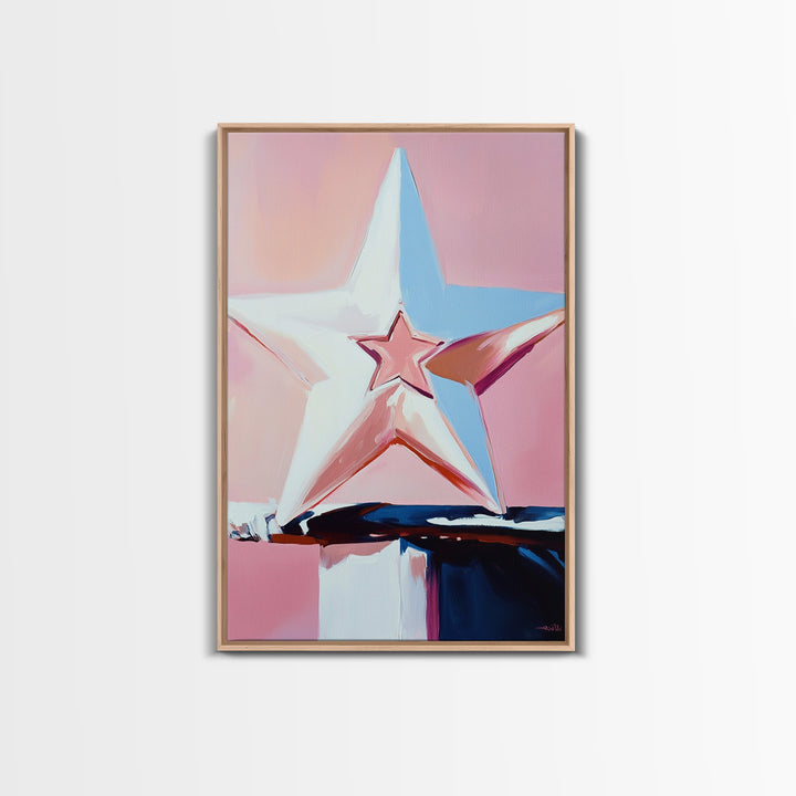 Pastel Star Painting, Light Pink Wall Art, Abstract Star Art, Whimsical Art, Matisse Wall Art, Canvas Print, Minimalist Art, Bedroom Art