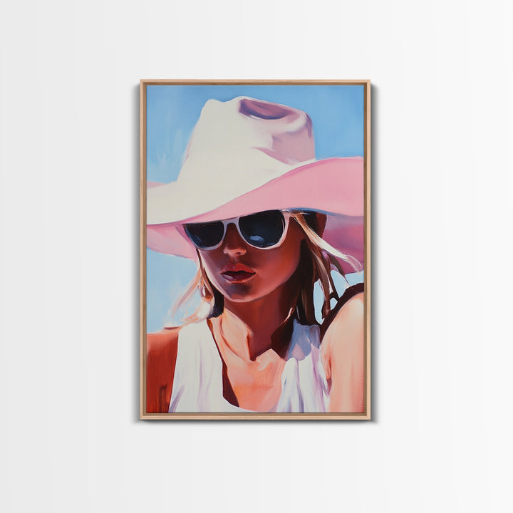 Coastal Cowgirl Painting, Black Cowgirl Art, Western Fashion Art, Moody Art, Southwest Wall Art, Canvas Print, Rustic Decor, Boho Art