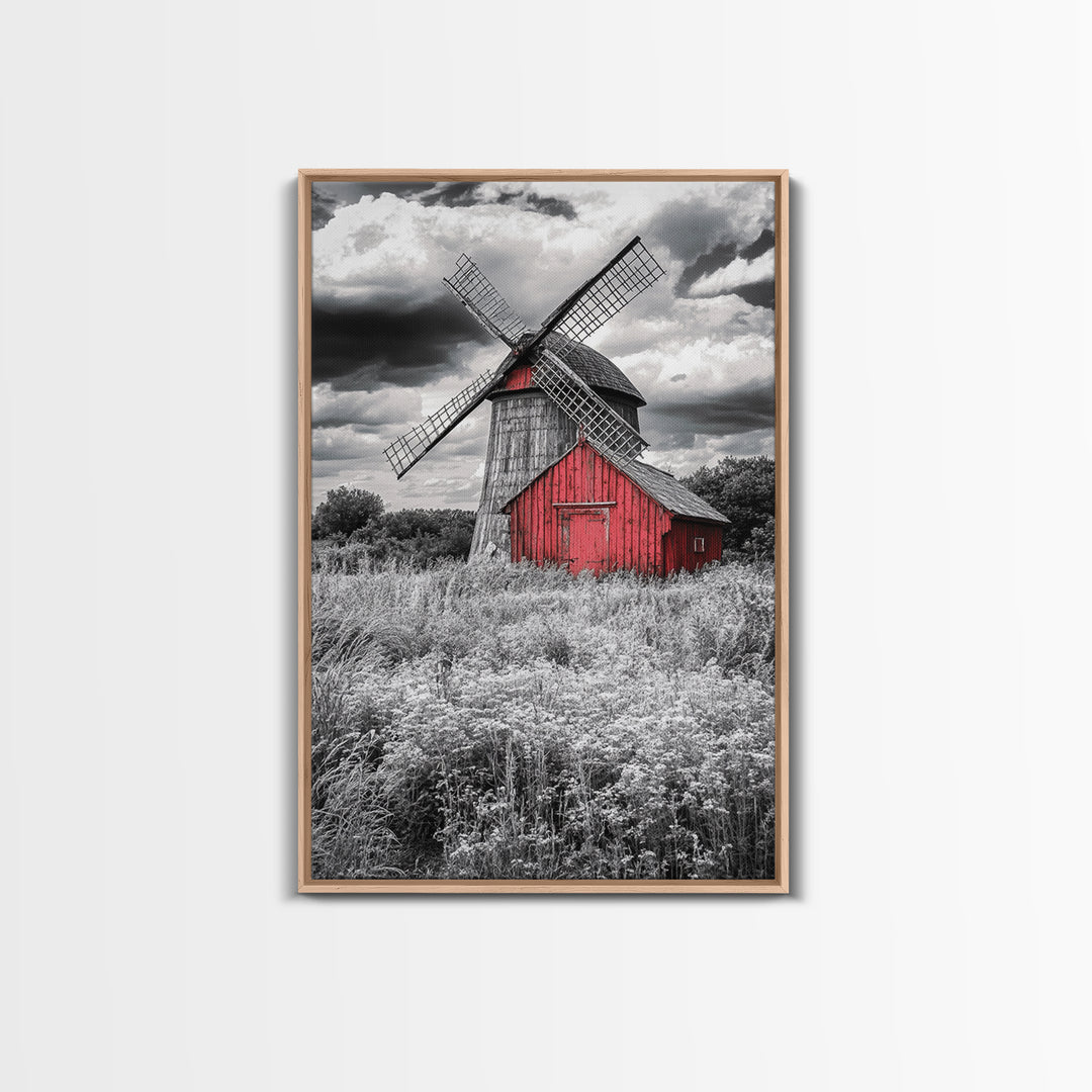 Windmill, Rustic Farm Art, Windmill Wall Art, Farmhouse Art, Minimalist Art, Rustic Decor, Wabi Sabi Art, Canvas Print, Gift Idea